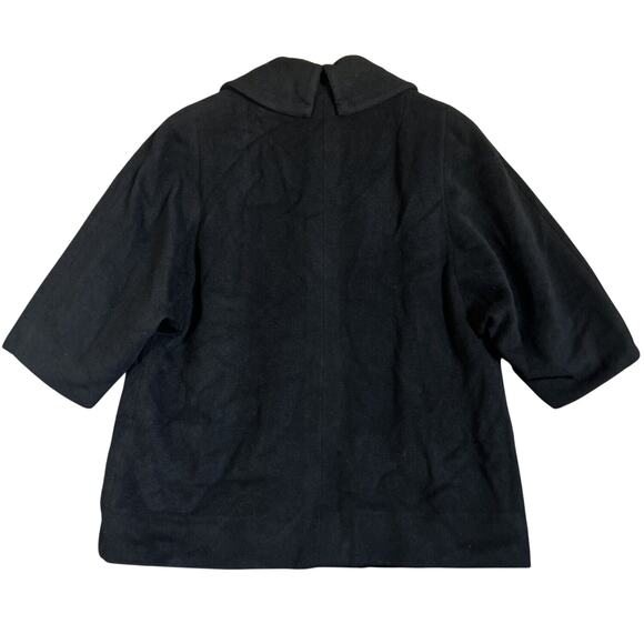 Vtg 50s Forstmann Pea Coat S/M Black Cashmere 1/2 Sleeve Pockets Retro Glam MCM - Picture 3 of 16